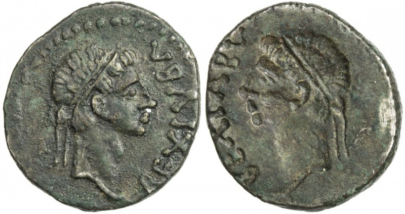 MAURETANIA: Juba II, 25 BC - 23 AD, AR denarius (2.97g), Müller—, brockage of th...