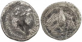 MAURETANIA: Juba II, 25 BC - 23 AD, AR denarius (2.77g), Müller-64, REX IVBA; diademed head right // eagle standing to right with wings spread, standi...