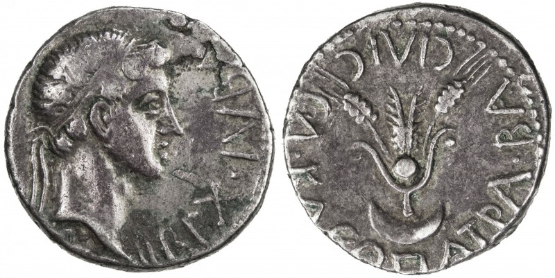 MAURETANIA: Juba II, 25 BC - 23 AD, AR denarius (3.10g), Müller-86, REX IVBA; di...