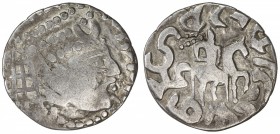 CHORESMIA: Ramik, late 6th century, AR tetradrachm (6.83g), Vainberg-G1, cf. Zeno-104915, crowned bust right // horseman, his name & title around in t...