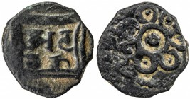 GANDHARA: AE unit (1.00g), ca. 1st-4th century, Vondravec-GC-G72, Brahmi legend, suva / sata, said to be a personal name // 7-petal flower, Fine, RR. ...