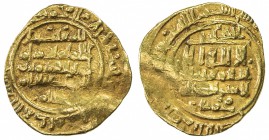 ABBADID OF SEVILLE: al-Mu'tadid 'Abbad, 1042-1069, AV fractional dinar (1.15g), al-Andalus, ND, A-401A, wavy flan, much peripheral detail, VF.

Esti...