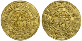 TAIFAS AFTER THE ALMORAVIDS: Anonymous, 1146-1155, AV dinar (3.86g), NM, AH554, A-4201, cf. VyE-1998/2002 for a group of somewhat similar examples of ...