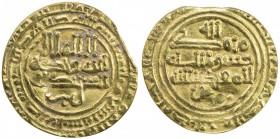 ABBASID OF YEMEN: al-Muqtadir, 908-932, AV amiri dinar (1.29g), San'a, AH309, A-1058.1, traces of a mount removed, VF, RR, ex M.H. Mirza Collection. ...