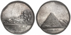 EGYPT: AR medal (6.99g), AN VII (1798), Lec-35, CONQUÊTE DE LA / BASSE ÉGYPTE, Nile resting upon a sphinx, surrounded by infants and holding a cornuco...