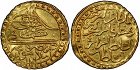TURKEY: Mustafa III, 1757-1774, AV ½ zeri mahbub (1.28g), Islambul, AH1171 year 4, KM-327, lustrous bold even strike, PCGS graded MS63, R, ex Kenneth ...
