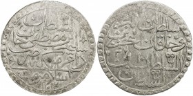 TURKEY: Selim III, 1789-1807, AR 2 zolota (60 para) (18.97g), Islambul, AH1203 year 2, KM-501, Dav-336, powerful strike for this rare denomination, AU...