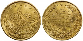 TURKEY: Abdul Mejid, 1839-1861, AV 100 kurush, Kostantiniye, AH1255 year 15, KM-679, UNC

Estimate: USD 450-550