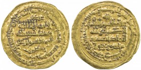 SAMANID: Mansur II, 997-999, AV dinar (2.36g), Nishapur, AH387, A-1472.2, citing the governor Abu'l-Fawaris Bektuzun, pleasing VF, R, ex M.H. Mirza Co...