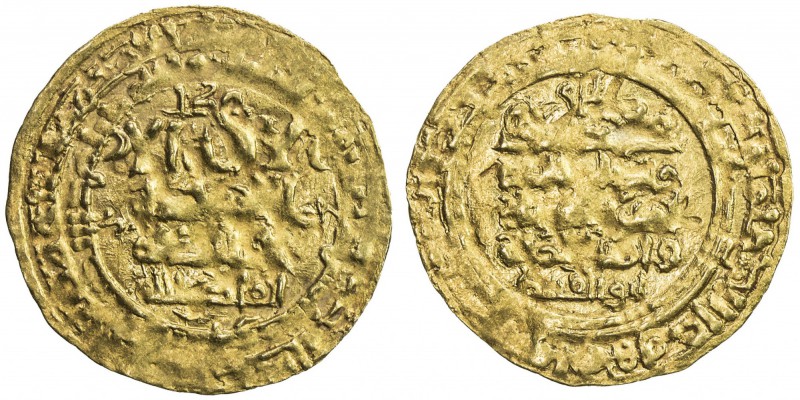 GHAZNAVID: Mahmud, 999-1030, AV dinar (1.42g), Nishapur, AH415, A-1606, struck o...