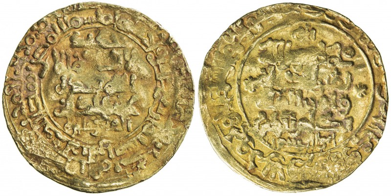 GHAZNAVID: Mahmud, 999-1030, AV dinar (3.95g), Herat, AH414, A-1607, citing hakk...