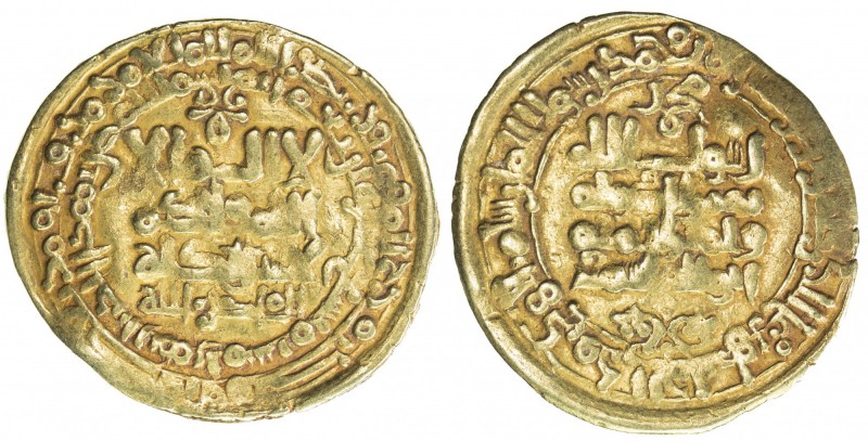 GHAZNAVID: Mahmud, 999-1030, AV dinar (3.34g), Herat, AH419, A-1607, reverse fie...