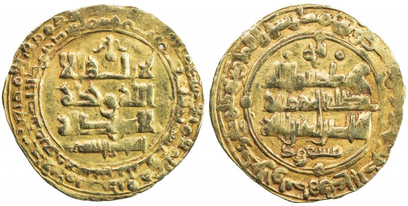 GHAZNAVID: Mas'ud I, 1030-1041, AV dinar (2.66g), Ghazna, AH423, A-1619, 4 annul...