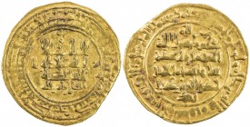 GREAT SELJUQ: Tughril Beg, 1038-1063, AV dinar (3.73g), Nishapur, AH448, A-1665, very clear date, mint name legible, but seems to have been re-engrave...