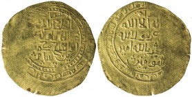 GHORID: Ghiyath al-Din Muhammad, 1163-1203, AV dinar (4.36g), Herat, AH5x6, A-1754, fine gold, with caliph al-Nasir, without his brother Mu'izz al-Din...