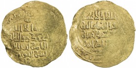 GHORID: Mu'izz al-Din Muhammad, 1171-1206, AV dinar (3.98g), Herat, DM, A-1763, mint name above obverse and below reverse field, without his brother G...