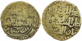GHORID: Taj al -Din Yildiz, 1206-1215, debased AV dinar (4.05g) (Ghazna), AH612, A-1793, citing the deceased Muhammad b. Sam as al-sultan al-shahid ( ...