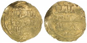 GREAT MONGOLS: after Chingiz Khan, ca. 1225-1250, AV dinar (4.55g), Khujanda, ND, A-A1967, standard kalima, mint name above // the caliph, as al-imam ...