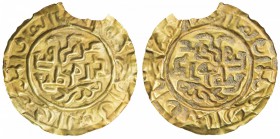 GREAT MONGOLS: Anonymous, ca. 1220-1280, AV burial bracteate (0.30g), blundered Arabic legend in the center, beginning with 'azza man …, probably endi...