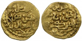 SUFID: temp. Husayn, 1361-1372, AV dinar (1.11g), Khwarizm, AH771, A-2063, Dav-6, obverse legend al-mulk lillah / al-karim / al-musta'in, mint & date ...