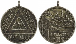 BURMA: AR medal (9.02g), ND [ca. 1943], 31mm silver trench art piece from (apparently) cut down British India rupee, triangle with wide edges with thr...