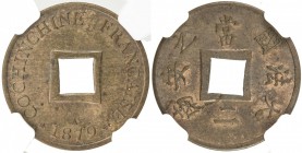 FRENCH COCHINCHINA: AE sapeque, 1879, KM-2, traces of original red mint luster, NGC graded MS62 BR.

Estimate: USD 100-150