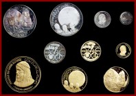 FUJAIRAH: Muhammad b. Hamad al-Sharqi, 1952-1974, 10-coin proof set, 1969-70, KM-PS9, includes: silver riyal 1969 (Desert Fort), 2 riyals 1969 (US Pre...