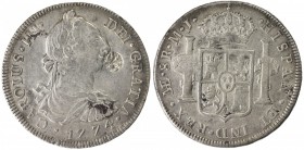 JAVA: AR ducaton (taler, daalder), KM-184, Hafner-J1, countermarked djawa (Java) in Jawi script on Peru 1774-LIMAE 8 reales, assayer MJ, VF.

The st...