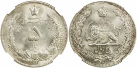 IRAN: Reza Shah, 1925-1941, AR 5 rial, SH1311, KM-1131, gently toned, NGC graded MS65. WINGS.

Estimate: USD 100-140