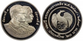 THAILAND: Rama IX, 1946-2016, AR 600 baht, BE 2538 (1995), Y-299, 120th Anniversary of the Ministry of Finance, scarce proof strike in the original re...
