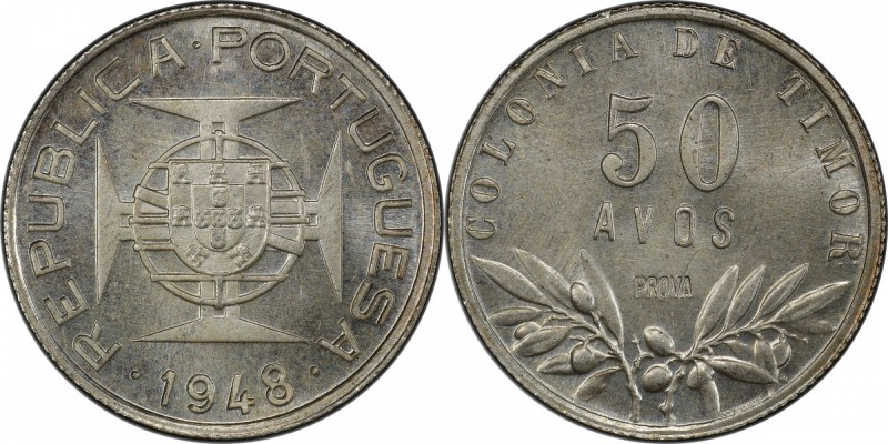 TIMOR: Portuguese Colony, AR 50 avos, 1948, KM-Pr2, Gomes-E3.02, PROVA for the s...