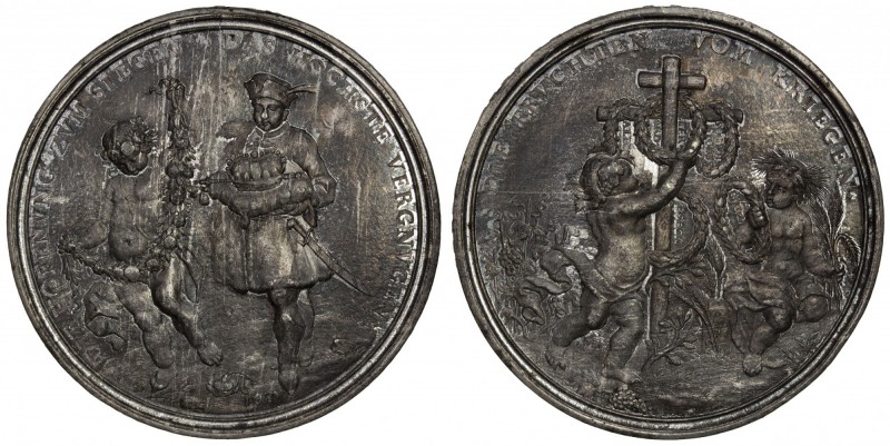 HOLY ROMAN EMPIRE: Leopold I, 1658-1705, zinc medal (63.36g), 1687, Weszerle 730...