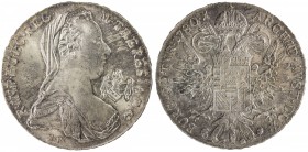 AUSTRIA: AR thaler, ND [1984], Hafner-120, Maria Theresia Taler dated 1780 counterstamped with the family arms of Walter Hafner, to celebrate his Cata...