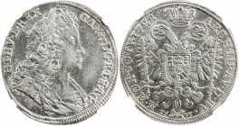 BOHEMIA: Karl VI, 1711-1740, AR ½ thaler, 1722, KM-688, Dietiker-1004, Fiala-2740var, Kuttenberg mint issue, initials IFW, cleaned, NGC graded AU deta...