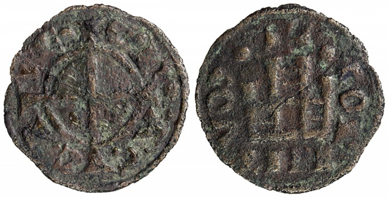 LATIN PRINCIPALITY OF ACHAIA: Guillaume II Villehardouin, 1246-1278, AE denier (...