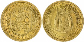CZECHOSLOVAKIA: Republic, AV ducat, 1932, KM-8, St. Wenceslaus with banner, UNC

Estimate: USD 175-250