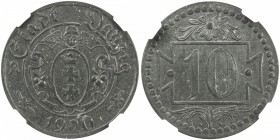 DANZIG: Free City, 10 pfennig, 1920, KM-Tn1, local notgeld issue, NGC graded MS63.

Estimate: USD 100-150