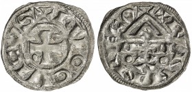 FRANCE: Carolingian, AR denier (1.03g), ND (ca. 10th century), cf. Roberts-1237, immobilized temple type in the name of 'Louis the Pious', + IVOOVICVS...