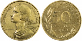 FRANCE: Fifth Republic, 50 centimes, 1962, GEM-89.EP, Mazard-2837a, piefort essai of KM-939.1, mintage of only 104 pieces, Specimen, R2 (Mazard). 

...