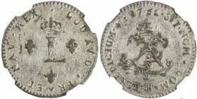 FRENCH COLONIES: Louis XV, 1715-1774, AR 2 sols (sou marqué), 1762-BB, KM-500.4 (France), NGC graded AU55.

Estimate: USD 180-220