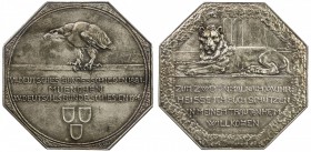 BAVARIA: AR shooting medal (26.60g), 1906, Peltzer-1491, Steulmann, pg. 101, 4, 40mm octagonal silver shooting medal for the XV German Federal Shootin...
