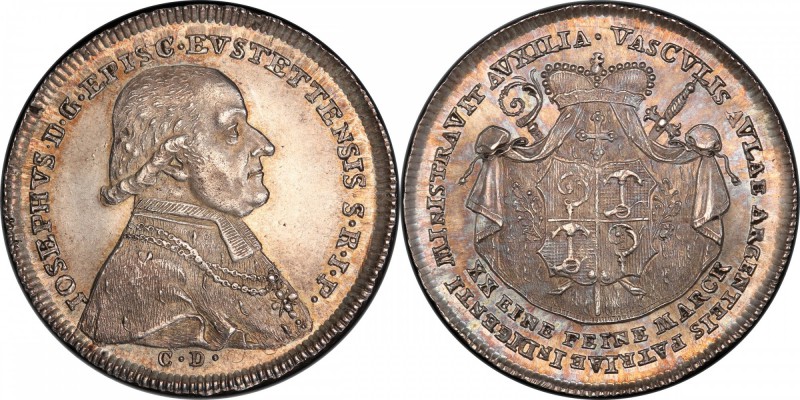 EICHSTADT: Josef, Graf von Stübenberg, 1790-1802, AR ½ thaler, 1796, KM-96, Cahn...