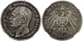 OLDENBURG: Friedrich August, 1900-1918, AR 5 mark, 1901-A, KM-203, Jaeger-95, two-year type, NGC graded F15.

Estimate: USD 90-110