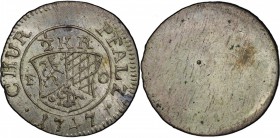 PFALZ: Karl Theodor, 1742-1777, AR ½ kreuzer, 1747, KM-347, uniface, a superb example! PCGS graded MS65.

Estimate: USD 125-175
