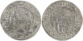 SAXONY: Friedrich III, Georg und Johann, 1500-1507, AR schreckenberger (4.29g), Annaberg, Keilitz-26, light corrosion, partial original mint luster, E...