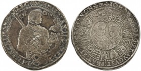 SAXONY: Christian II, Johann Georg Ier et August, 1601-1611, AR thaler, Dresden, 1603, KM-16, Dav-7561, mintmaster HB, VF.

Estimate: USD 225-275