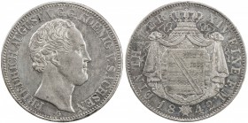SAXONY: August II, 1836-1854, AR thaler (22.15g), Dresden, 1834-G, KM-1148, lovely AU

Estimate: USD 100-150