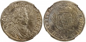 SAXE-ALBERTINE LINE: Johann Georg III, 1680-1691, AR 2/3 thaler, 1690 IK, KM-571, well struck and beautifully toned, a superb example, NGC graded MS63...