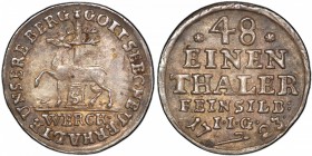STOLBERG-STOLBERG: Christoph Friedrich & Jost Christian, 1704-1738, AR 1/48 thaler, 1723, KM-142, well struck, PCGS graded AU58.

Estimate: USD 75-1...