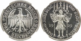 GERMANY: Weimar Republic, AR 3 reichsmark, 1929-E, KM-65, Jaeger-338, 1000th Anniversary of Meissen, lightly toned, a wonderful example! NGC graded Pr...